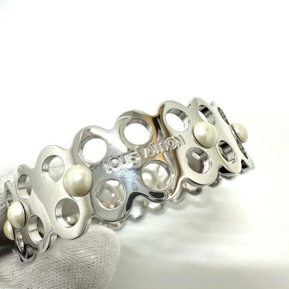 LOUIS VUITTON M66667 High and Seek Bangle Bracelet Metal Silver - Picture 6 of 13